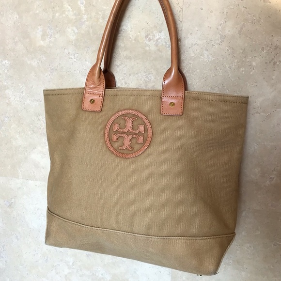Tory Burch Handbags - Tory Burch Canvas And Leather Tote